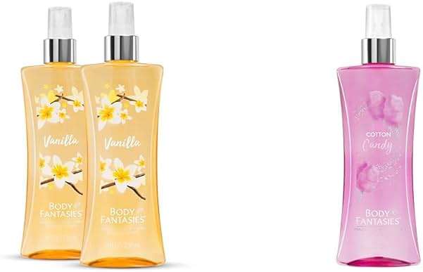 Body Fantasies Signature Fragrance Body Spray, Vanilla, 8 fl oz (Pack of 2) & Signature Fragrance Body Spray, Cotton Candy, 8 Fluid Ounce - Image 1