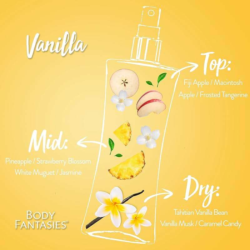 Body Fantasies Signature Fragrance Body Spray, Vanilla, 8 fl oz (Pack of 2) & Signature Fragrance Body Spray, Cotton Candy, 8 Fluid Ounce - Image 3