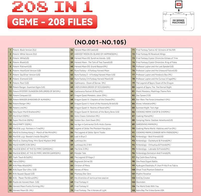 【2026 Newest】208 in 1 Super Combo Game Cartridge, Retro Game Pack Card Compilation with 208 Games - Image 3