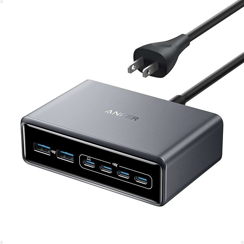 Anker Prime Charging Station, 200W 6-Port GaN Desktop Charger, Fast Charging USB C Charger for Multiple Devices, Compatible with iPhone, Galaxy, MacBook, Dell and More - Image 1