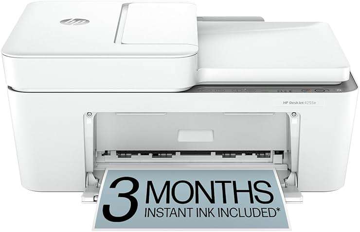 HP DeskJet 4255e Wireless All-in-One Color Inkjet Printer, Scanner, Copier, Best-for-Home, 3 Month Instant Ink Trial Included. This Printer is only 2.4 ghz Capable. AI-Enabled (588S6A) - Image 1