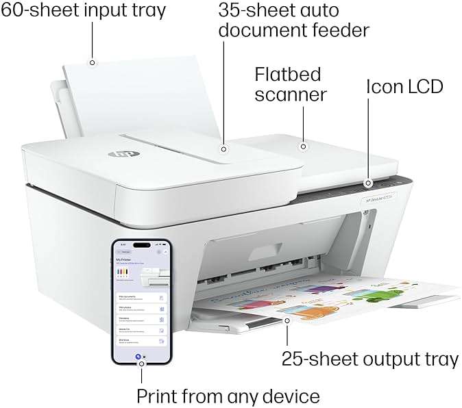 HP DeskJet 4255e Wireless All-in-One Color Inkjet Printer, Scanner, Copier, Best-for-Home, 3 Month Instant Ink Trial Included. This Printer is only 2.4 ghz Capable. AI-Enabled (588S6A) - Image 4