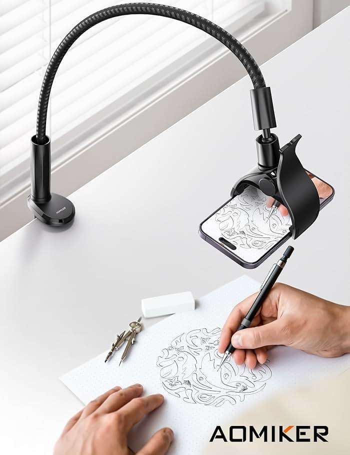 Aomiker Gooseneck Phone Holder for Bed - [Unique Nylon Braid] 38” Long Flexible Lazy Arm Clip, 360 Adjustable Overhead Phone Mount for iPhone 15 14 13 12 11 Pro Max Mini Plus, All 4-7" Cellphone - Image 7