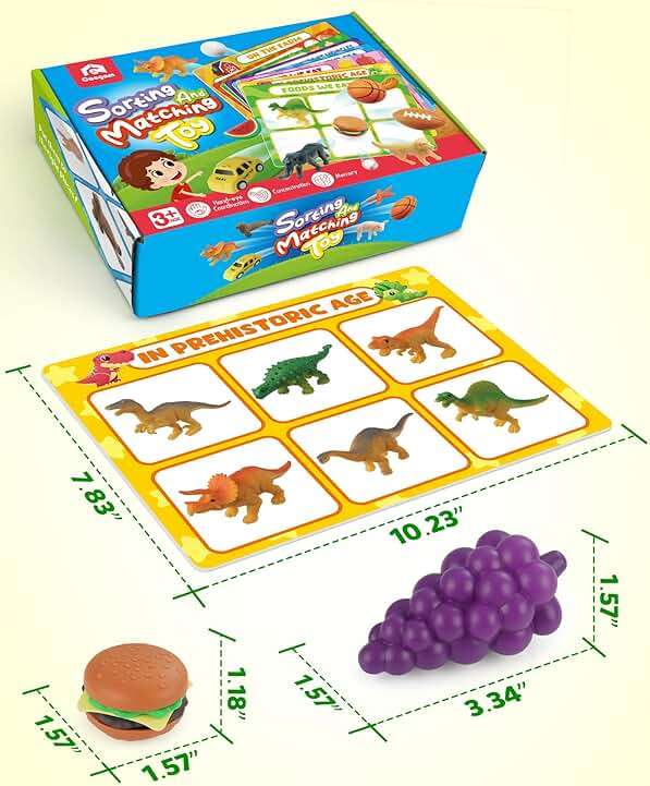 Coogam Sorting Toy for Toddlers, Animals Dinosaurs Fruits Vehicles Foods Fishes Balls Farm Playset, Fine Motor Montessori Game Preschool Educational Learning Gift for Year Old Kids - Image 2