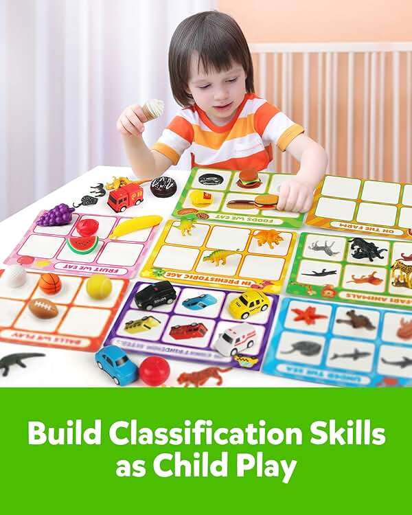Coogam Sorting Toy for Toddlers, Animals Dinosaurs Fruits Vehicles Foods Fishes Balls Farm Playset, Fine Motor Montessori Game Preschool Educational Learning Gift for Year Old Kids - Image 5