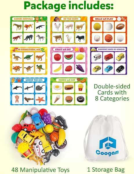 Coogam Sorting Toy for Toddlers, Animals Dinosaurs Fruits Vehicles Foods Fishes Balls Farm Playset, Fine Motor Montessori Game Preschool Educational Learning Gift for Year Old Kids - Image 7