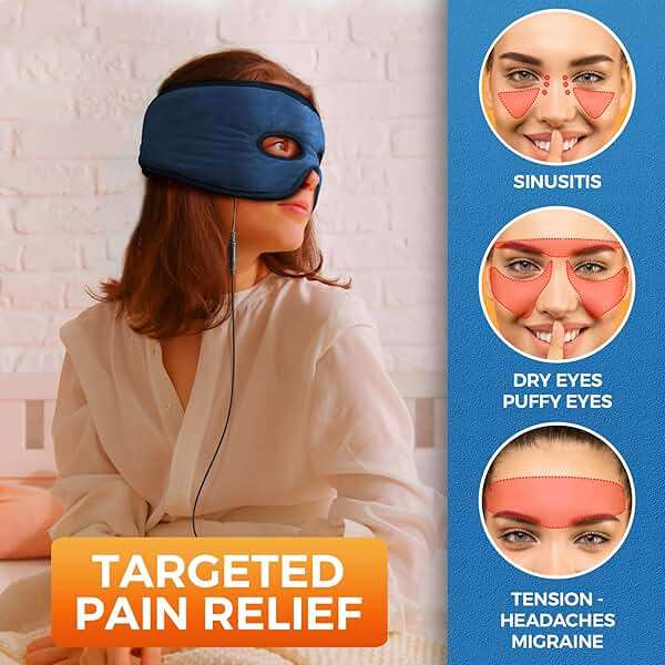 sticro Moist Heat Sinus Mask for Sinus Pressure Relief, 3 Heat & 5 Timer Settings Heated Eye Mask with Eye Holes, Thermo Therapy for Sinusitis, Migraine, Tension Headache, TMJ Relief - Image 3