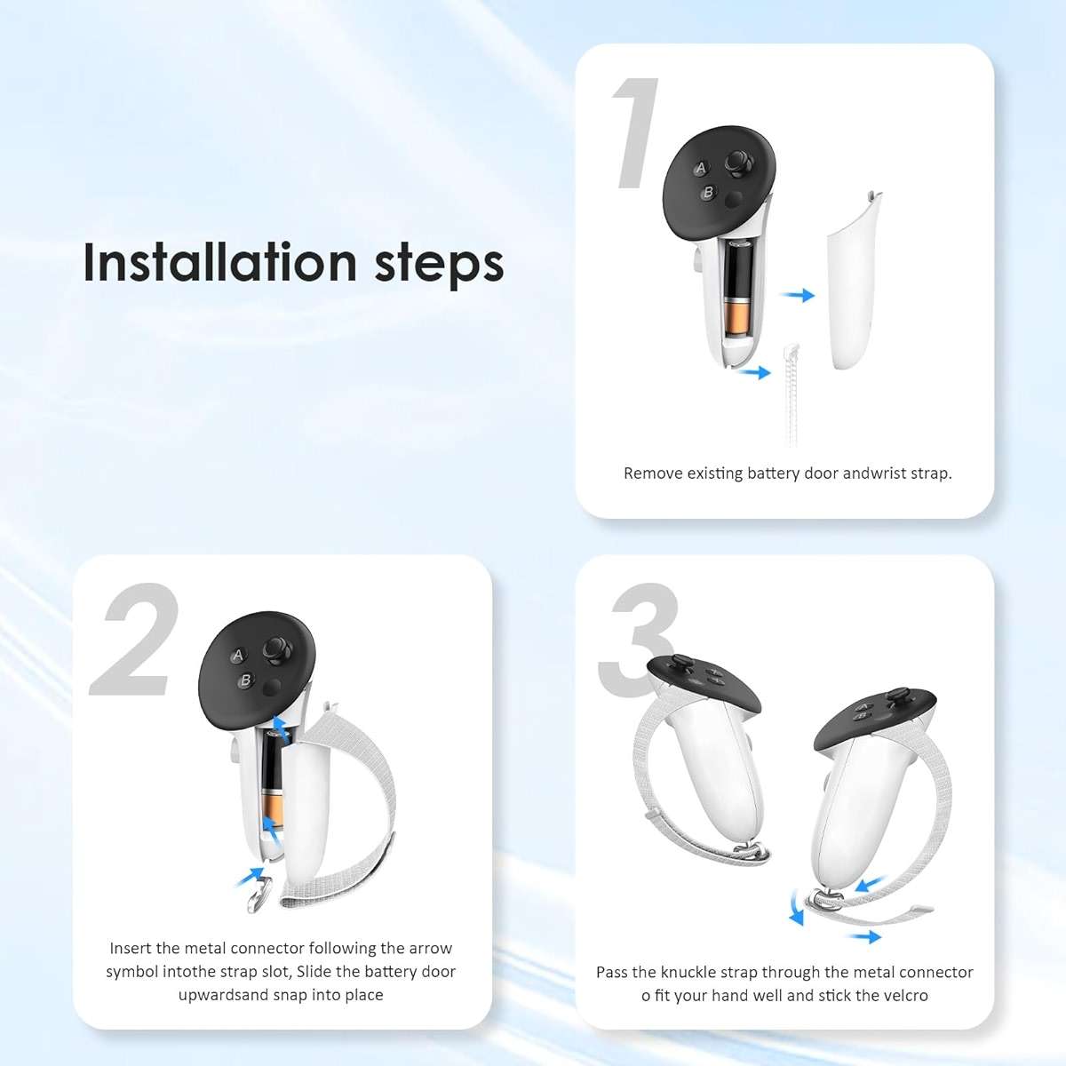 Maecker vr Anti-slip Controller Straps with Adjustable Knuckle Straps Compatible with Meta Quest 3S for Quest 3 Controller Grips Cover for Quest 3S/3 Accessories - Image 4