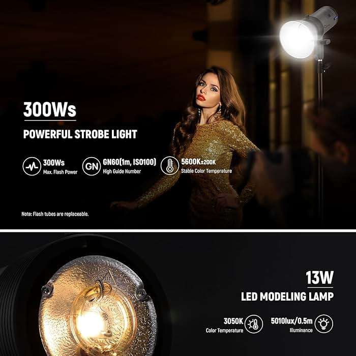 NEEWER Q300 300Ws 2.4G Outdoor Studio Flash with Q Compact Wireless Trigger, 7800mAh Li ion Battery Powered Strobe Light Photography Cordless Monolight with 1000 Full Power Flash 0.4-2.5s Recycle - Image 2