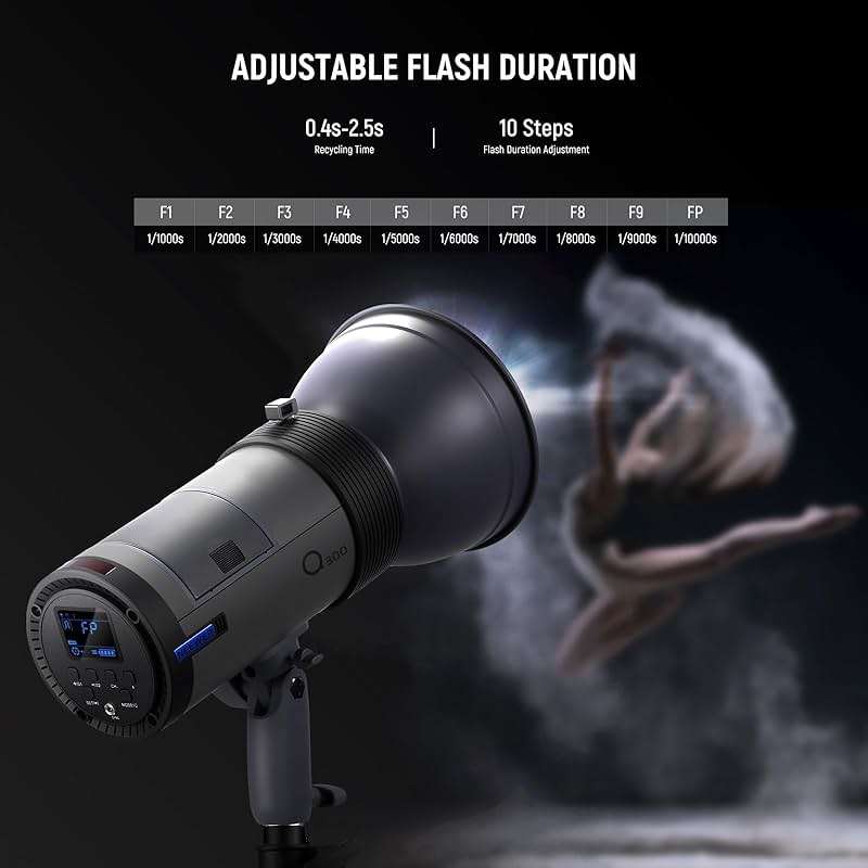 NEEWER Q300 300Ws 2.4G Outdoor Studio Flash with Q Compact Wireless Trigger, 7800mAh Li ion Battery Powered Strobe Light Photography Cordless Monolight with 1000 Full Power Flash 0.4-2.5s Recycle - Image 4