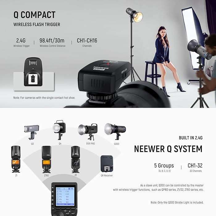 NEEWER Q300 300Ws 2.4G Outdoor Studio Flash with Q Compact Wireless Trigger, 7800mAh Li ion Battery Powered Strobe Light Photography Cordless Monolight with 1000 Full Power Flash 0.4-2.5s Recycle - Image 5
