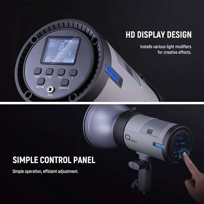 NEEWER Q300 300Ws 2.4G Outdoor Studio Flash with Q Compact Wireless Trigger, 7800mAh Li ion Battery Powered Strobe Light Photography Cordless Monolight with 1000 Full Power Flash 0.4-2.5s Recycle - Image 8