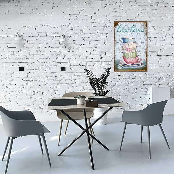 EMOHAT Vintage Style Metal Tin Sign Wall Decoration Tea Cup Tea Time Coffee House Dessert Shop Metal Plaque Tin Poster Home Bar Pub Garage Shop Kitchen Restaurant Tin Metal Sign 8x12 Inch - Image 7