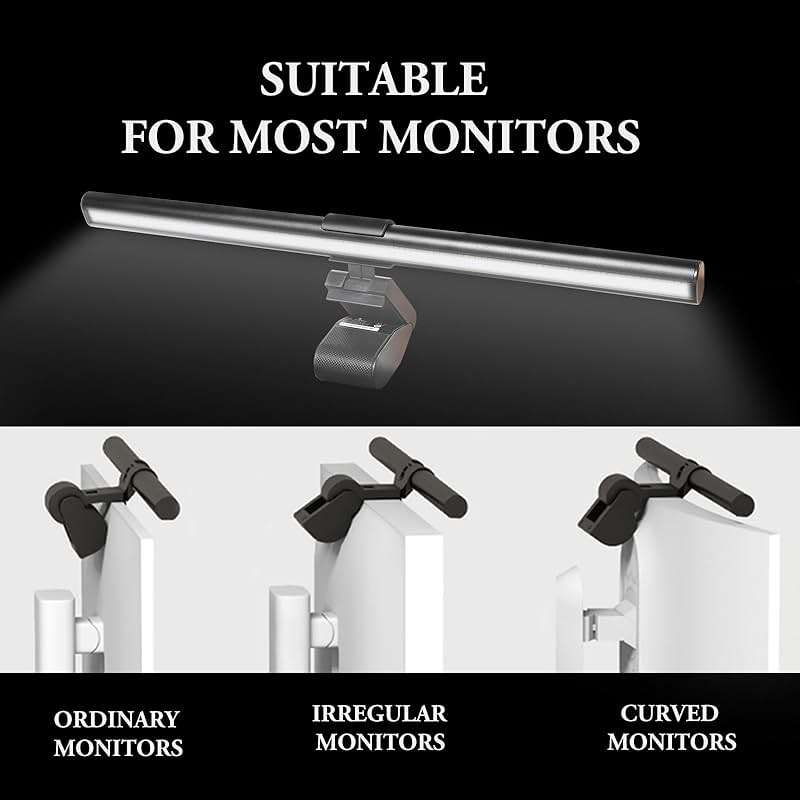 iQuincy Monitor Light Bar, Computer Monitor Lamp for Flat & Curved Screens, Eye-Care USB Reading Desk Lamp with No Screen Glare, Stepless Dimming, Ra95 Touch Control Screen Bar for Home Office Gaming - Image 2