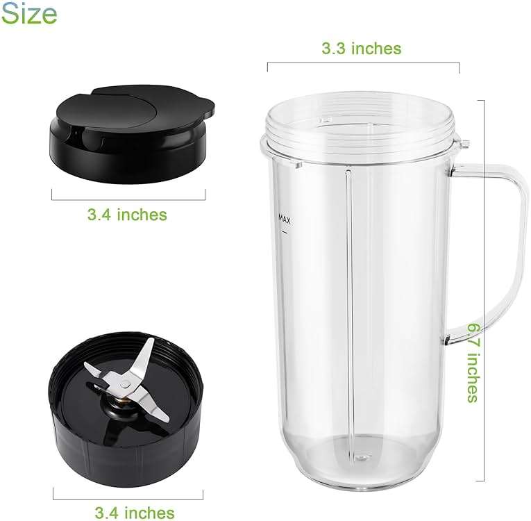 5-piece Magic Bullet Blender Cups, Tall 22oz Cup with Flip-Top To-Go Lid, Cross Blade, Blender Replacement Parts, Mug with Handle Compatible with Magic Bullet 250w MB1001 - Image 2