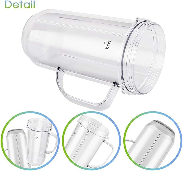 5-piece Magic Bullet Blender Cups, Tall 22oz Cup with Flip-Top To-Go Lid, Cross Blade, Blender Replacement Parts, Mug with Handle Compatible with Magic Bullet 250w MB1001 - Image 4