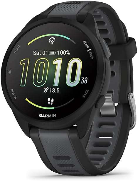 Garmin Forerunner 165, Running Smartwatch, Colorful AMOLED Display, Training Metrics and Recovery Insights, Black - Image 1