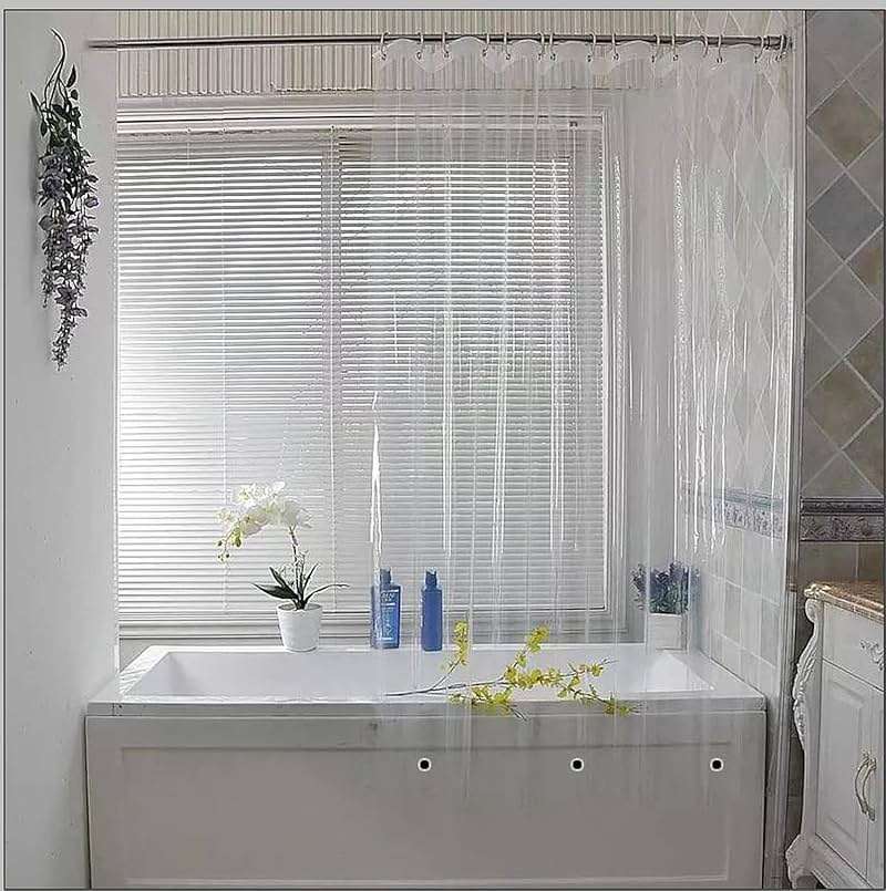 Elegant Comfort Heavy Duty Weight Waterproof Clear Shower Curtain Liner, 72" x 72 inches Long Shower Liner for Bathroom with 3 Bottom Magnets and Rust Proof Grommets - Image 2