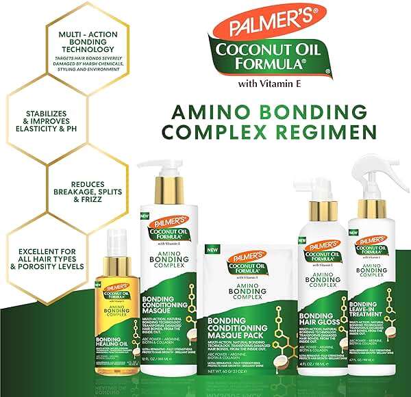 Palmer's Amino Bonding Complex Hair Mask, Intense Conditioning Masque Pack with Coconut Oil & Vitamin E, Heat Protectant, Anti Frizz, Adds Shine, Protects Hair Growth, All Hair Types, 2.1 oz packette - Image 8