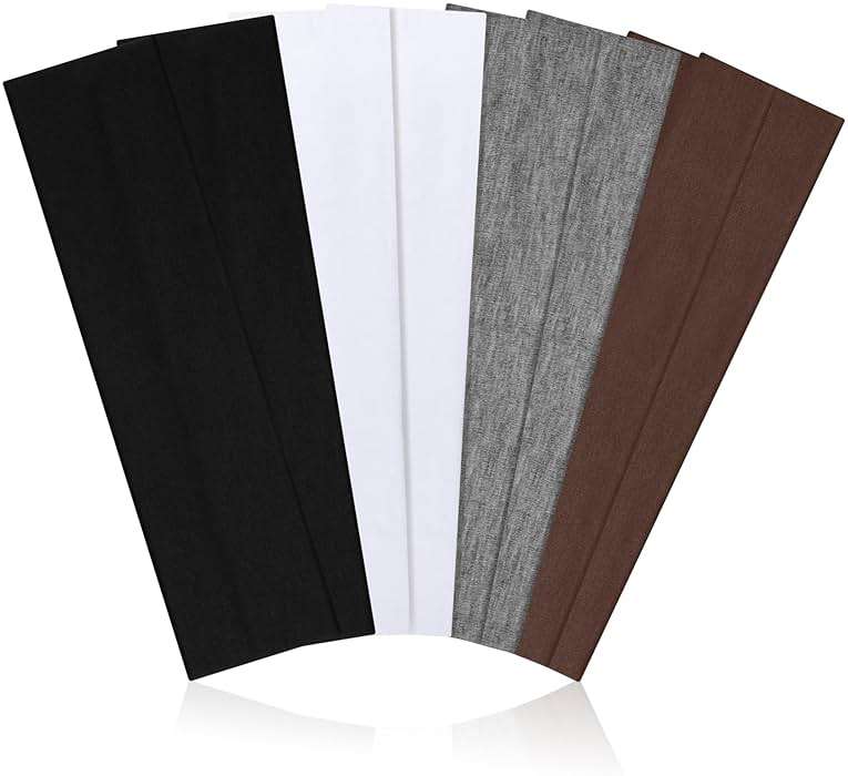 Ztomine Headbands for Women, 8pcs Stretchy Non Slip Soft Cotton Cloth Hair Bands for Sports, Workout, Yoga and Running - Image 1