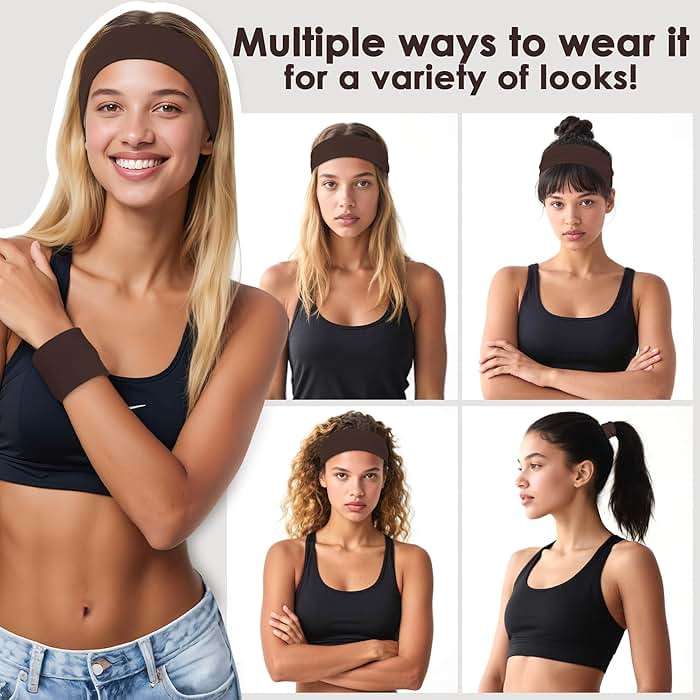 Ztomine Headbands for Women, 8pcs Stretchy Non Slip Soft Cotton Cloth Hair Bands for Sports, Workout, Yoga and Running - Image 6