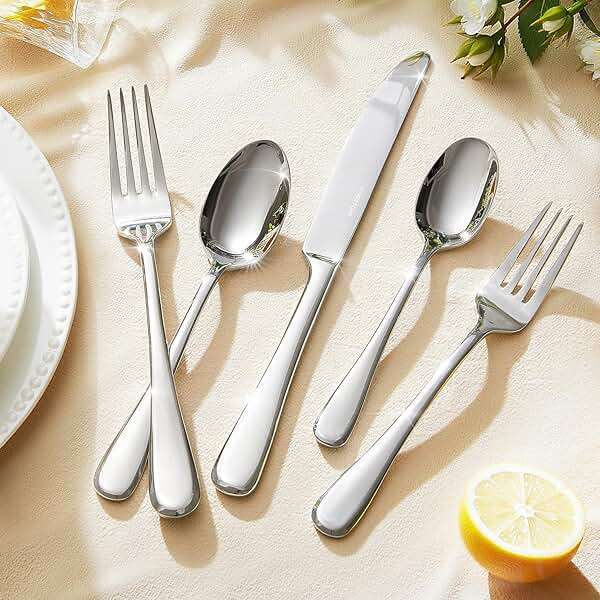 KINGSTONE 30 Pieces Silverware Set for 6, Premium Stainless Steel Flatware Set, Heavy Duty and Modern Design Cutlery Set, Mirror Polished, Dishwasher Safe - Image 2