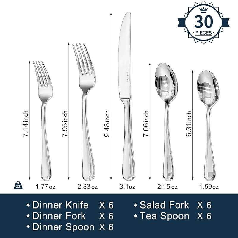 KINGSTONE 30 Pieces Silverware Set for 6, Premium Stainless Steel Flatware Set, Heavy Duty and Modern Design Cutlery Set, Mirror Polished, Dishwasher Safe - Image 3