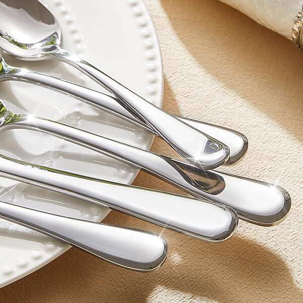 KINGSTONE 30 Pieces Silverware Set for 6, Premium Stainless Steel Flatware Set, Heavy Duty and Modern Design Cutlery Set, Mirror Polished, Dishwasher Safe - Image 7