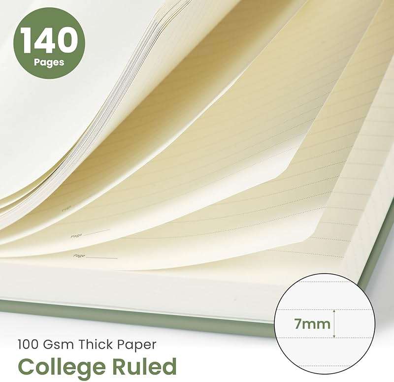 Taja Lined Spiral Journal Notebook for Women & Men, 140 Pages, College Ruled Hardcover Notebook for Work & Note Taking, Journals for Writing, A5(5.7" x 7.9") - Green - Image 2