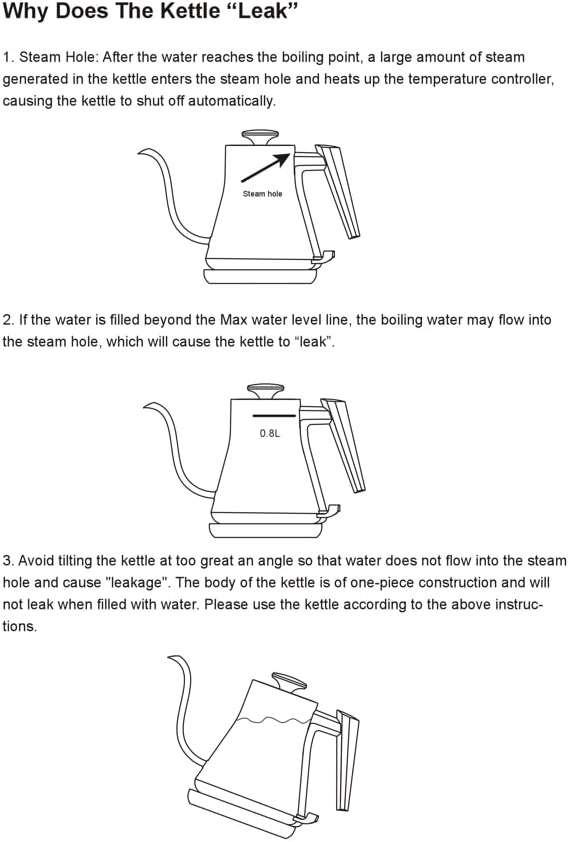 Onlicuf Gooseneck Electric Kettle 0.8L (27oz) - 1000W Rapid Fast Boiling Tea Kettle with Auto Shut Off & Boil-Dry Protection, Stainless Steel Leak-Proof Water Boiler for Pour Over Coffee, Black - Image 9