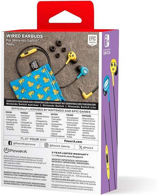PowerA Wired Earbuds for Nintendo Switch – Fortnite Peely, 3.5 mm, Wired, Officially Licensed, Bonus Virtual Item and Matching Peely Drawstring Bag Included - Image 2