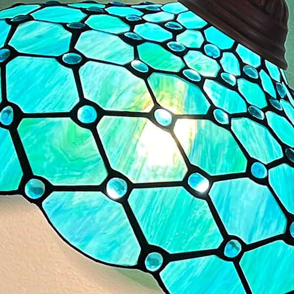 Capulina Tiffany Lamp Stained Glass Floor Lamp 62 Inches Tall Seagrass Blue Beads Soft Light Arched Adjustable Angle Tiffany Style Reading Lamp for Living Room Bedroom Study Home Office - Image 5