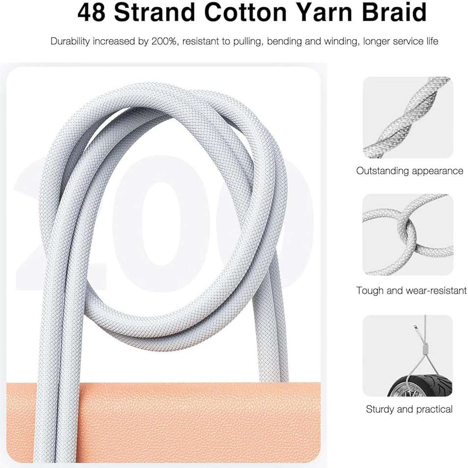 iPhone 15/16/16E/17/17E USB A to USB C Woven Cable for iPhone 17 15 16 Pro Max, 15/16 Plus, iPad 10th Gen,iPad Pro 12.9/11,iPad Air 5th/4th Gen,Mini 6th Type-c Charger Cord,Car CarPlay Charging Cable - Image 5