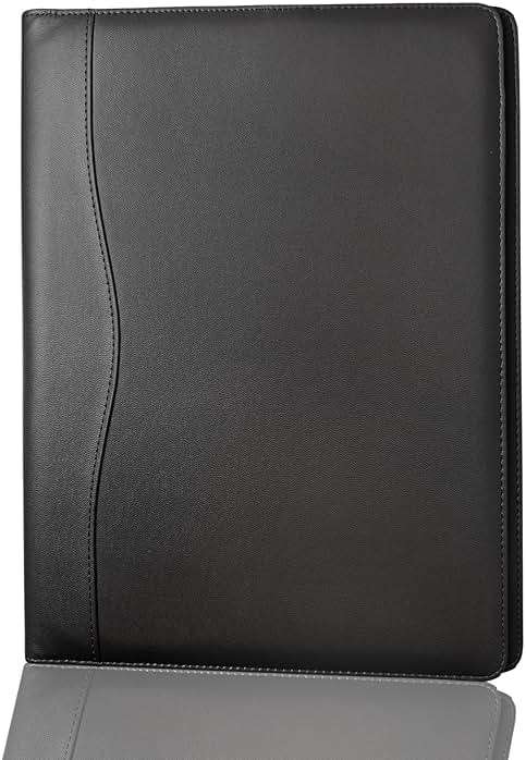 Portfolio Folder Padfolio with A4 Clipboard, PU Leather Portfolio Clipboard Business Binder Writing Clip Board Organizer for Legal Documents Business Card Men Women Black - Image 7
