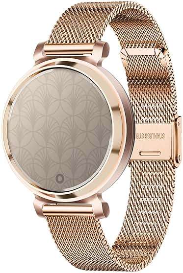 EANWireless Compatible for Garmin Lily2 Band, Milanese Stainless Steel +Leather Wristband Adjustable Replacement Slim Accessory Fit for Garmin Lily2 Smartwatch Women Dressy - Image 2