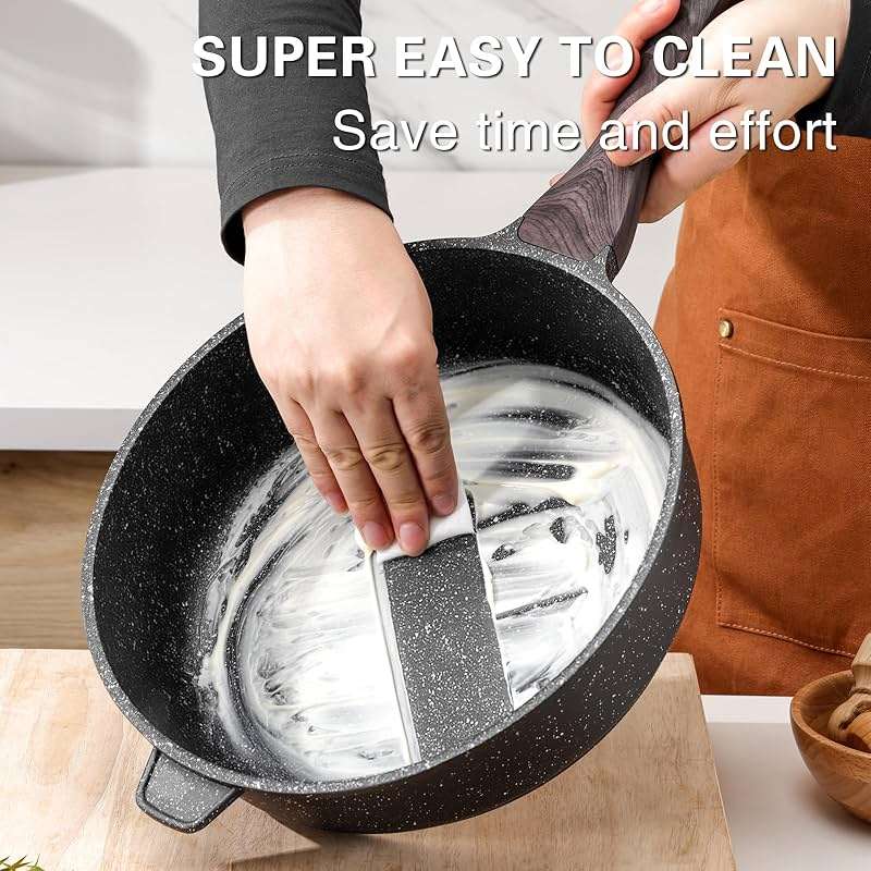 Kordisen Nonstick Deep Frying Pan with Lid, 12 Inch Large Skillet, 5 Qt Non Stick Saute Pan for Cooking, Healthy Induction Cookware, PFOA Free | Large Skillet, 5 Qt, Saute Pan, Healthy Coating, Induction, PFOA Free - Image 5