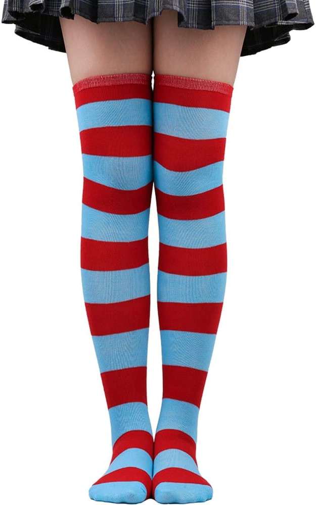 LUZTACT Long Striped Socks Over Knee Thigh High Stockings for Women Girls Cosplay Costumes Party Accessories - Image 1