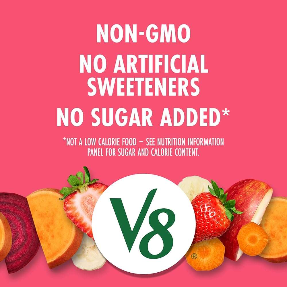 V8 Strawberry Banana 100% Fruit and Vegetable Juice, 8 fl oz Can (6 Pack) - Image 5