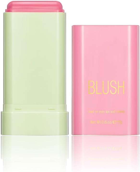 Tiejdhr Multi-Use Makeup Blush Stick, 3-in-1 Cream Blush Stick Beauty Tinted Solid Blush Stick for Cheek/Eyes/Lips, Waterproof Moisturizer Stick, Suitable for All Skin (01# Shy Pink) - Image 1