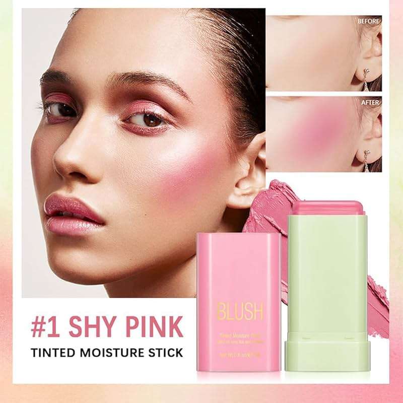 Tiejdhr Multi-Use Makeup Blush Stick, 3-in-1 Cream Blush Stick Beauty Tinted Solid Blush Stick for Cheek/Eyes/Lips, Waterproof Moisturizer Stick, Suitable for All Skin (01# Shy Pink) - Image 2