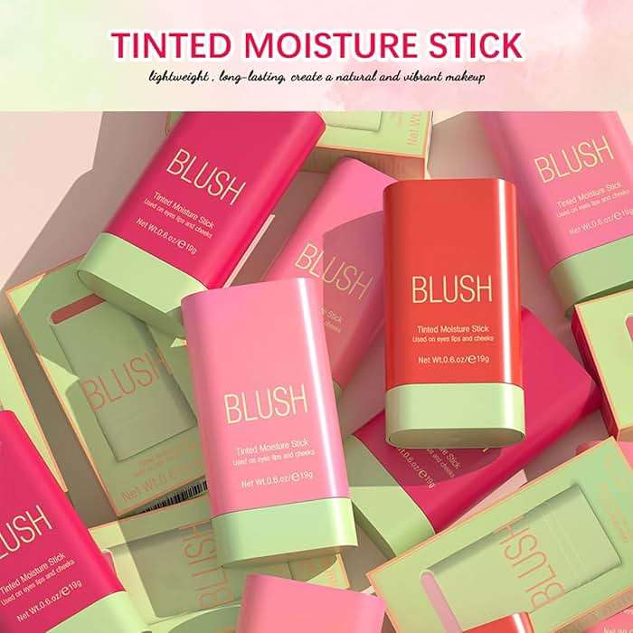 Tiejdhr Multi-Use Makeup Blush Stick, 3-in-1 Cream Blush Stick Beauty Tinted Solid Blush Stick for Cheek/Eyes/Lips, Waterproof Moisturizer Stick, Suitable for All Skin (01# Shy Pink) - Image 7