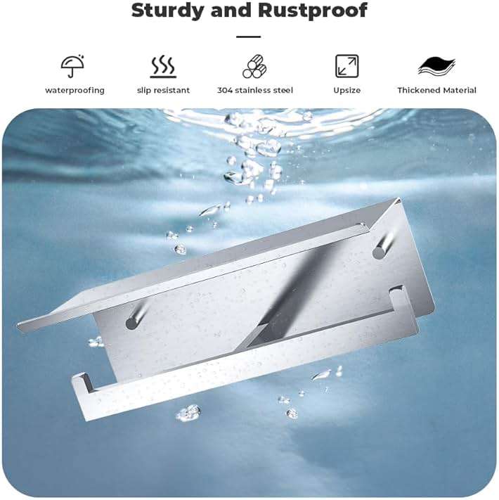 Double Toilet Paper Holder with Shelf, FreshGlow Large Tissue Holder Brushed Nickel, Wall Mount Commercial Toilet Paper Dispenser Phone Shelf Stainless Steel, Tissue Roll for Bathroom - Image 5