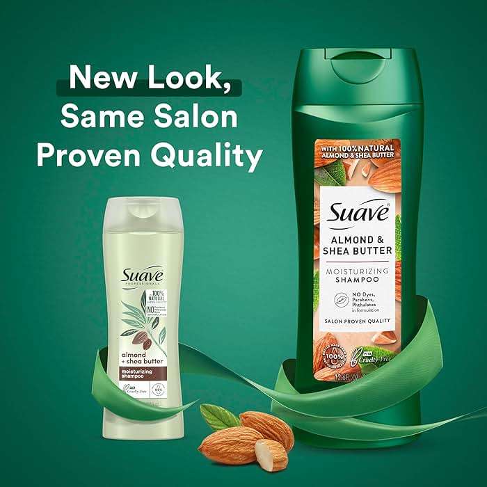 Suave Almond & Shea Butter Shampoo and Conditioner for Dry Hair – Moisturizing Hair Products for Women & Men, Frizz Control, 12.6 Oz Ea - Image 2