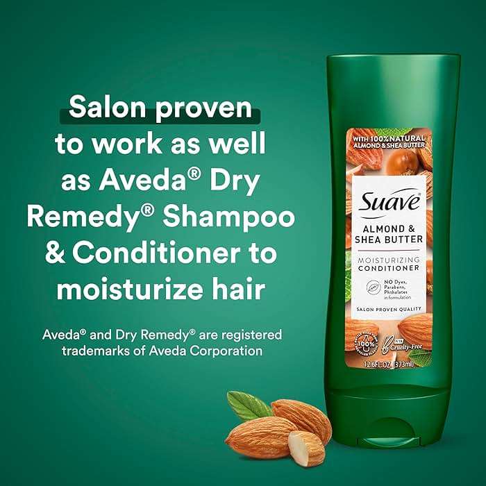 Suave Almond & Shea Butter Shampoo and Conditioner for Dry Hair – Moisturizing Hair Products for Women & Men, Frizz Control, 12.6 Oz Ea - Image 4