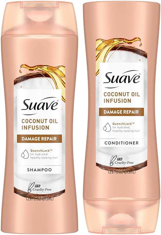 Suave Coconut Oil Infusion Shampoo and Conditioner Set, Damage Control Hydrating Shampoo & Conditioner for Damaged Dry Hair, 12.6 Oz Ea (2 Piece Set) - Image 1