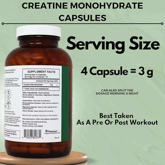 PRISTINE'S Creatine Monohydrate Capsules for Women & Men - NSF Certified 75 Day Supply 3G Creatine Pills for Women - Cognitive & Athletic Performance Support - Enhanced Recovery Glass Bottle - Image 5