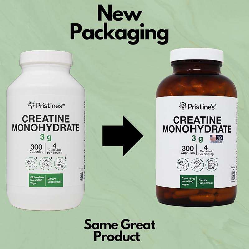 PRISTINE'S Creatine Monohydrate Capsules for Women & Men - NSF Certified 75 Day Supply 3G Creatine Pills for Women - Cognitive & Athletic Performance Support - Enhanced Recovery Glass Bottle - Image 9