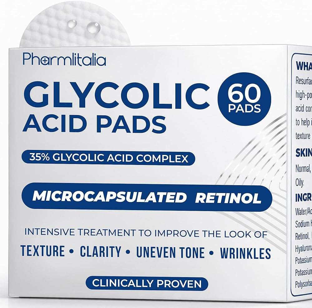 Glycolic Acid Pads 35% - Resurfacing Pads for Face & Body - Exfoliating Peel Pad for Body, Blackheads and Dark Spots - Helps Tone & Brightens Skin - Fine Lines and Wrinkles - 60 Count - Image 1