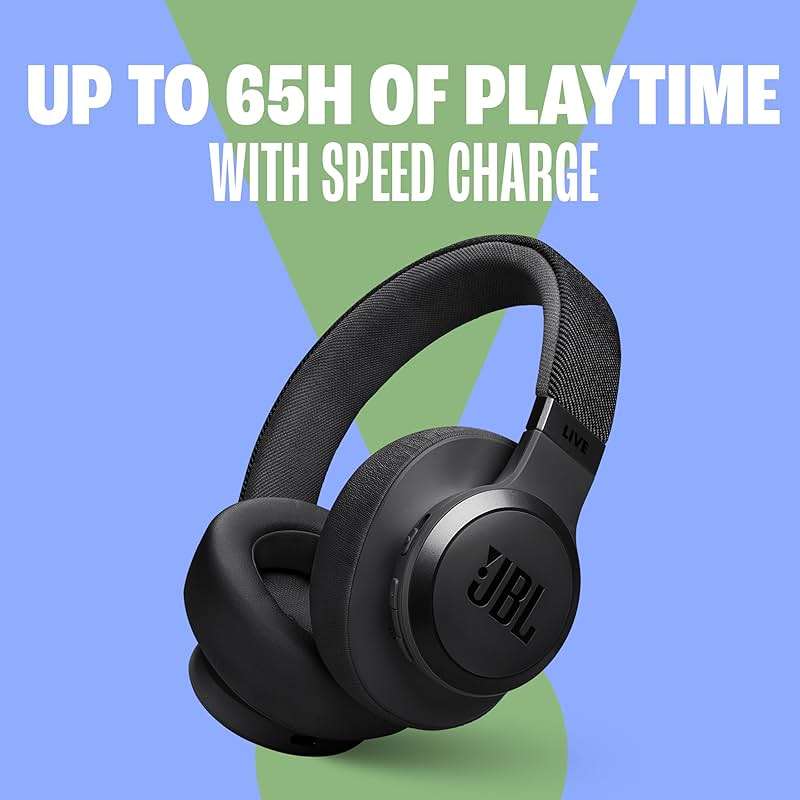 JBL Live 770NC - Wireless Over-Ear Headphones with True Adaptive Noise Cancelling with Smart Ambient, Up to 65 Hours of Battery Life, Comfort-fit Fabric Headband & Carrying Pouch (Blue) - Image 3
