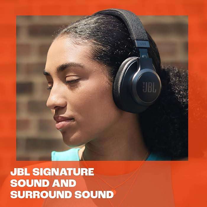 JBL Live 770NC - Wireless Over-Ear Headphones with True Adaptive Noise Cancelling with Smart Ambient, Up to 65 Hours of Battery Life, Comfort-fit Fabric Headband & Carrying Pouch (Blue) - Image 5